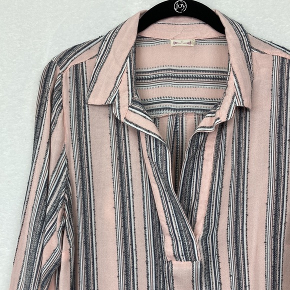 Tea Rose Women’s Pink & Grey Striped Tunic Top Sz Large - Picture 3 of 12